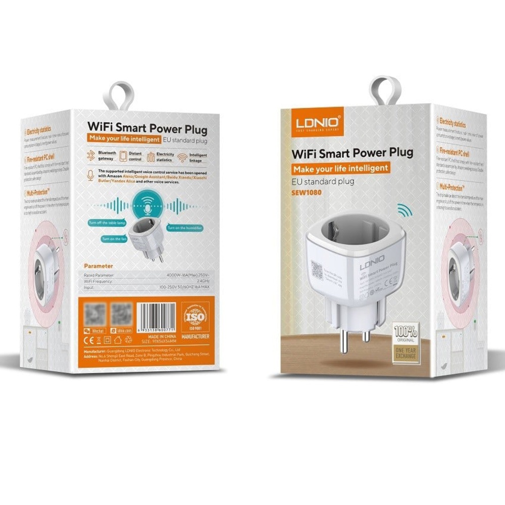 Умная розетка Ldnio SEW1080 Wi-Fi/ Bluetooth white