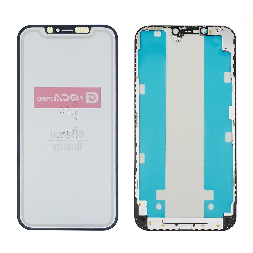 Стекло тачскрина с OCA плёнкой для Apple iPhone 12 Pro Max чёрное с сеточкой G+OCA Pro