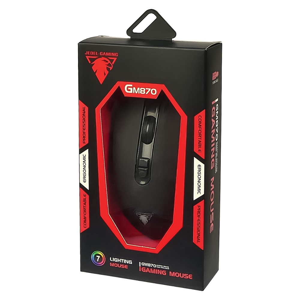 Игровая мышь Jedel GM870 3200 DPI с RGB подсветкой черная