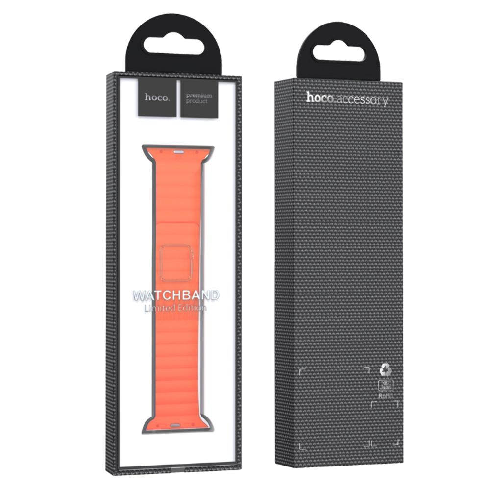 Ремешок силиконовый Hoco iWatch WA07 magnetic 38/ 40/ 41mm grey orange
