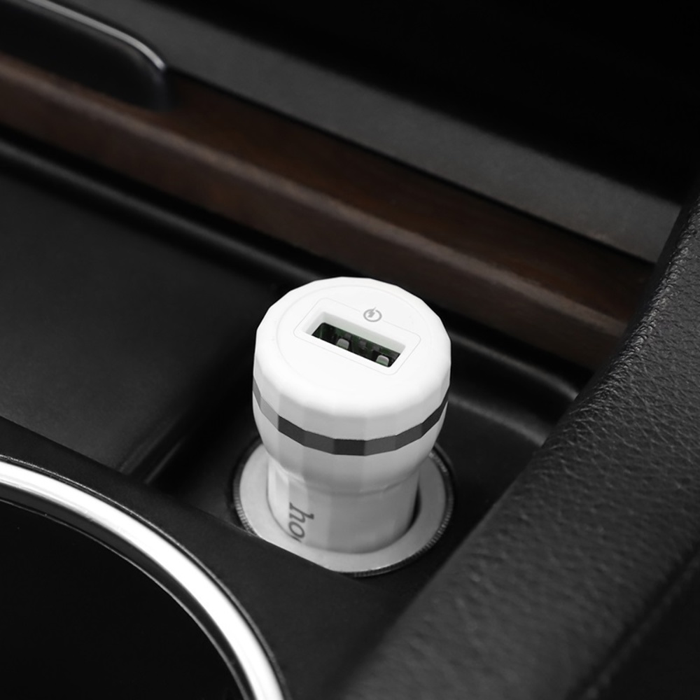 Автомобильное зарядное устройство Hoco Z27A USB QC 18W белое