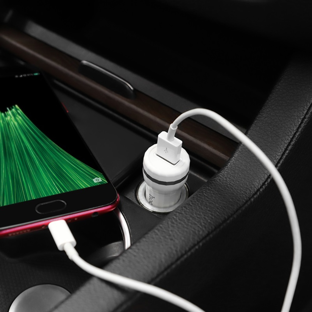 Автомобильное зарядное устройство Hoco Z27A USB QC 18W белое