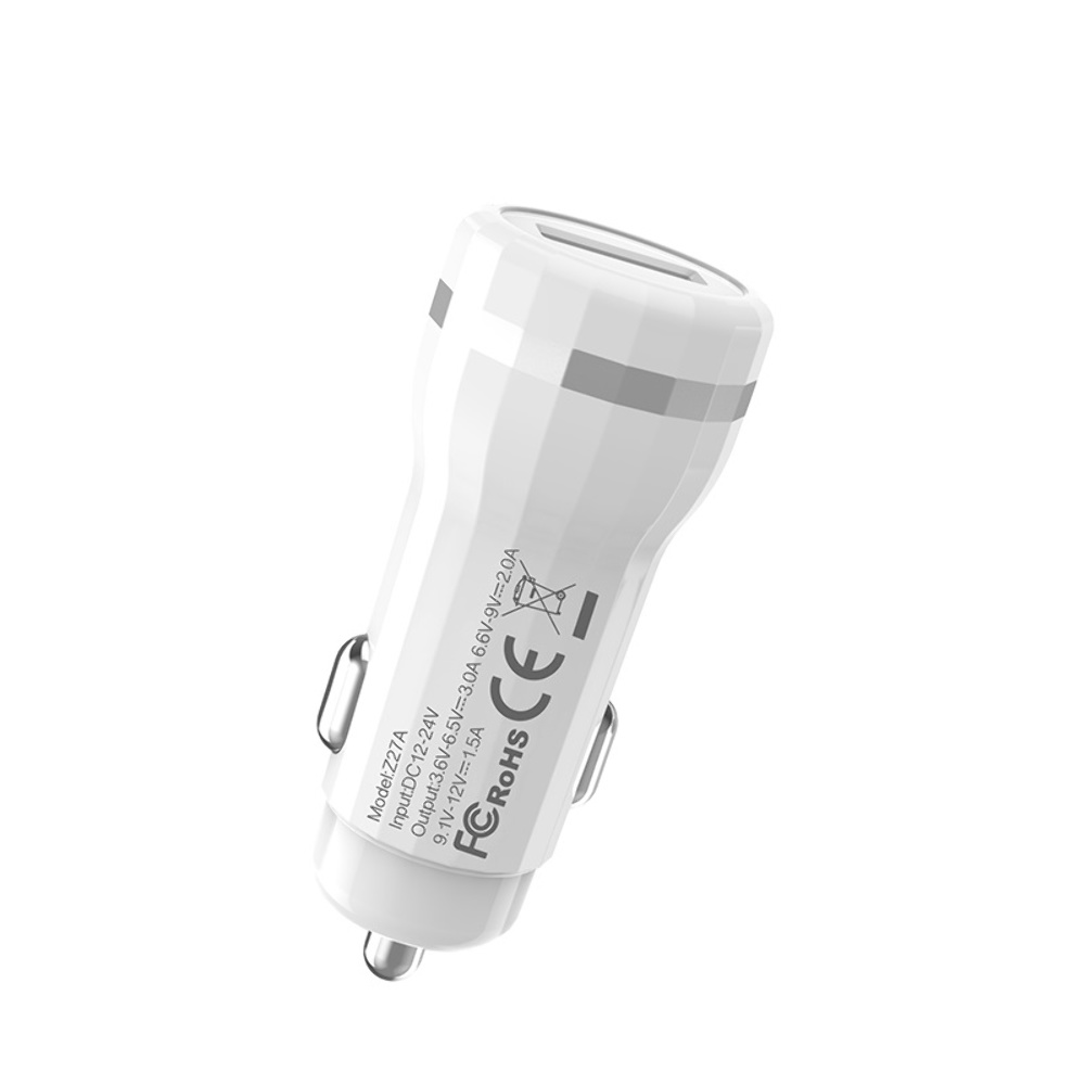 Автомобильное зарядное устройство Hoco Z27A USB QC 18W белое