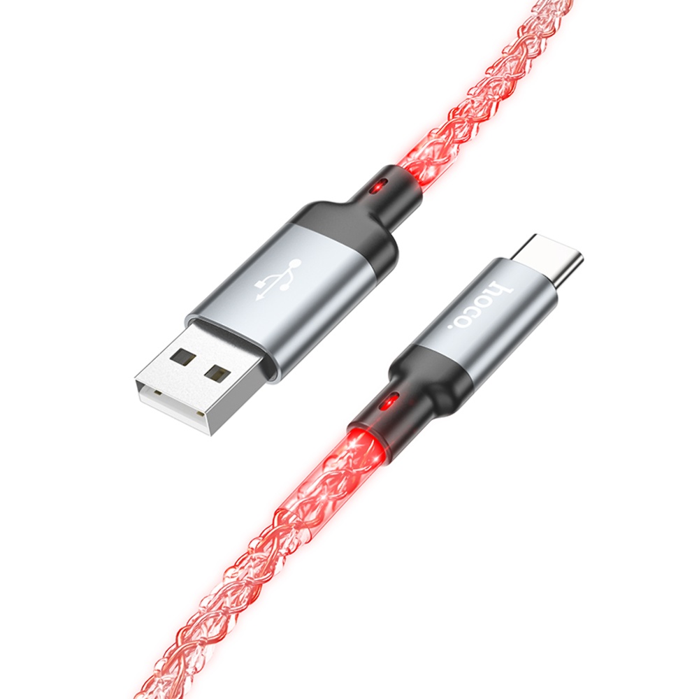 Кабель Hoco U112 светящийся провод USB to Type-C 1m grey