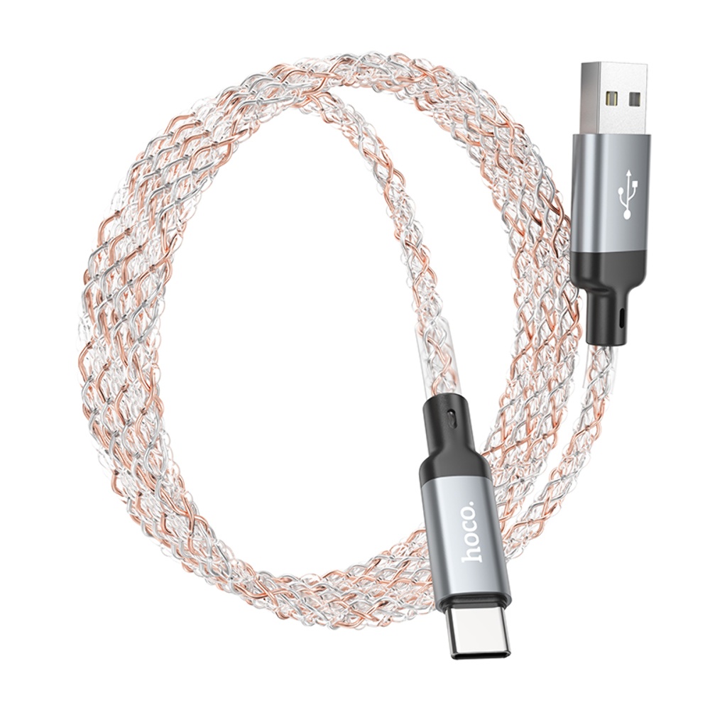 Кабель Hoco U112 светящийся провод USB to Type-C 1m grey