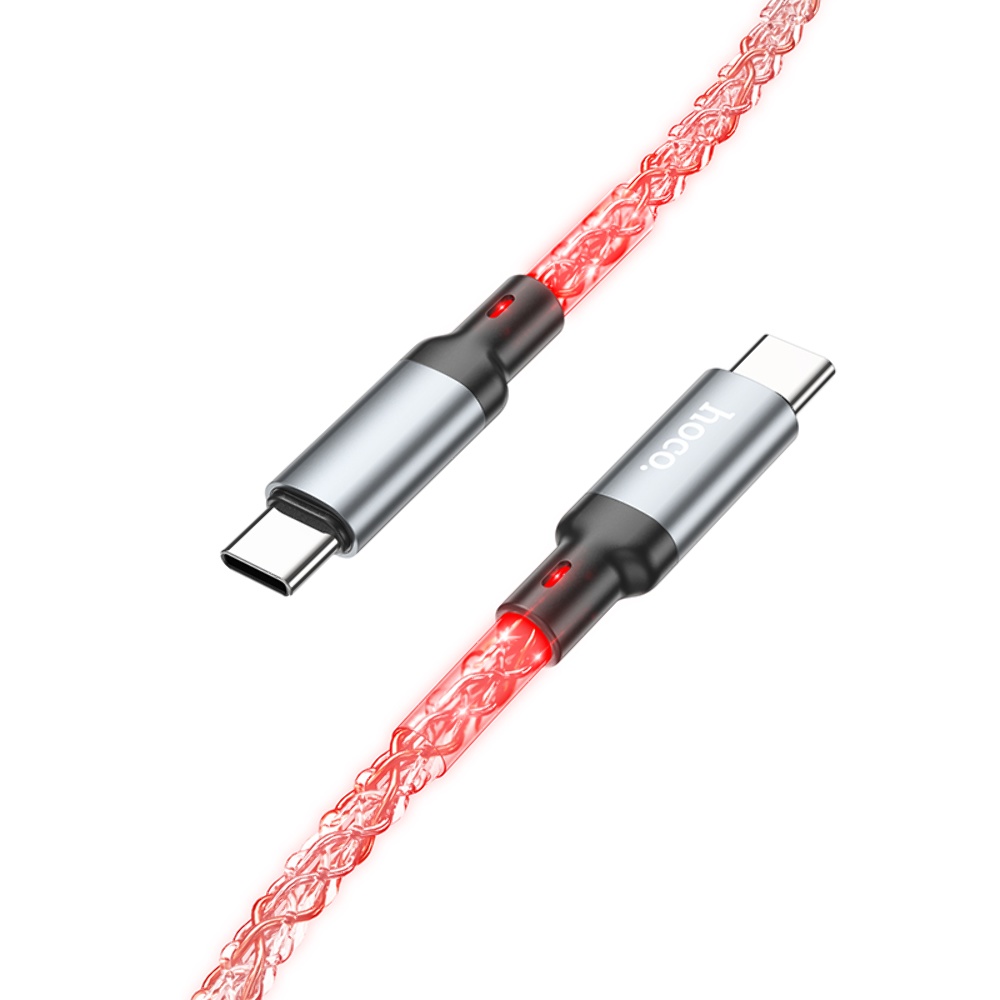 Кабель Hoco U112 светящийся провод Type-C to Type-C PD 60W 1.2m grey
