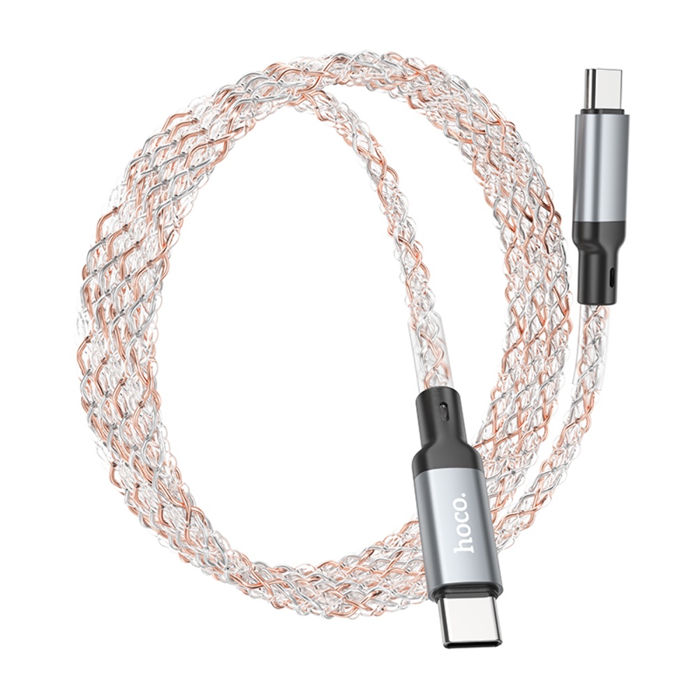 Кабель Hoco U112 светящийся провод Type-C to Type-C PD 60W 1.2m grey