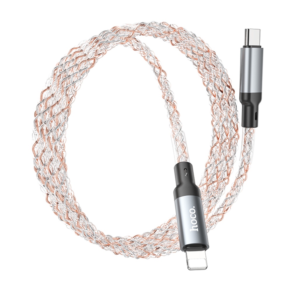 Кабель Hoco U112 светящийся провод Type-C to Lightning PD 1m grey