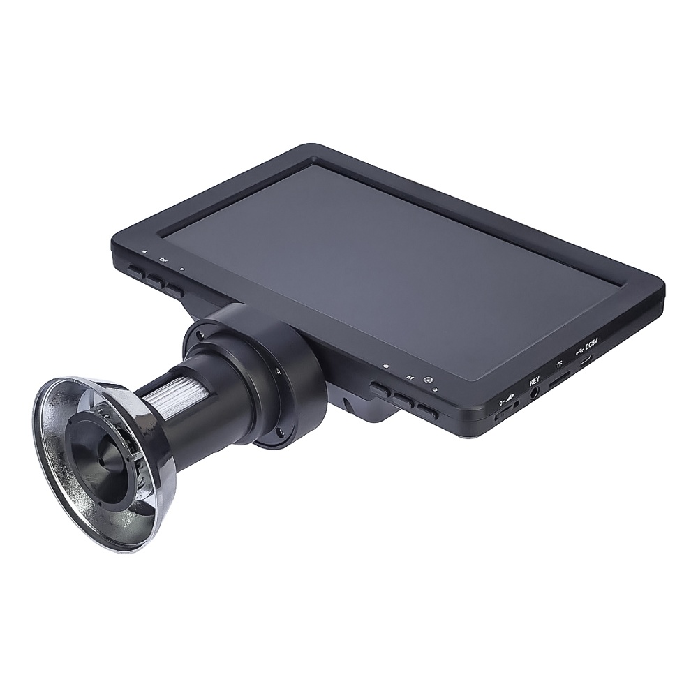 Цифровой микроскоп с монитором 7" и штативом DM9 (запись на microSD, фокус 20-170 мм, кратность увеличения 800X, подсветка, пульт ДУ, 5V)