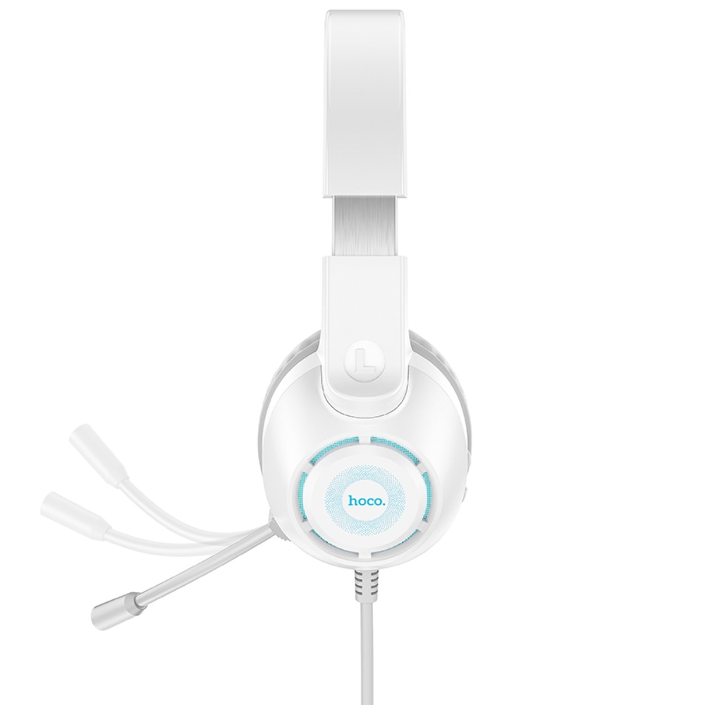 Наушники накладные Hoco W108 игровые с LED подсветкой Jack 3.5 white
