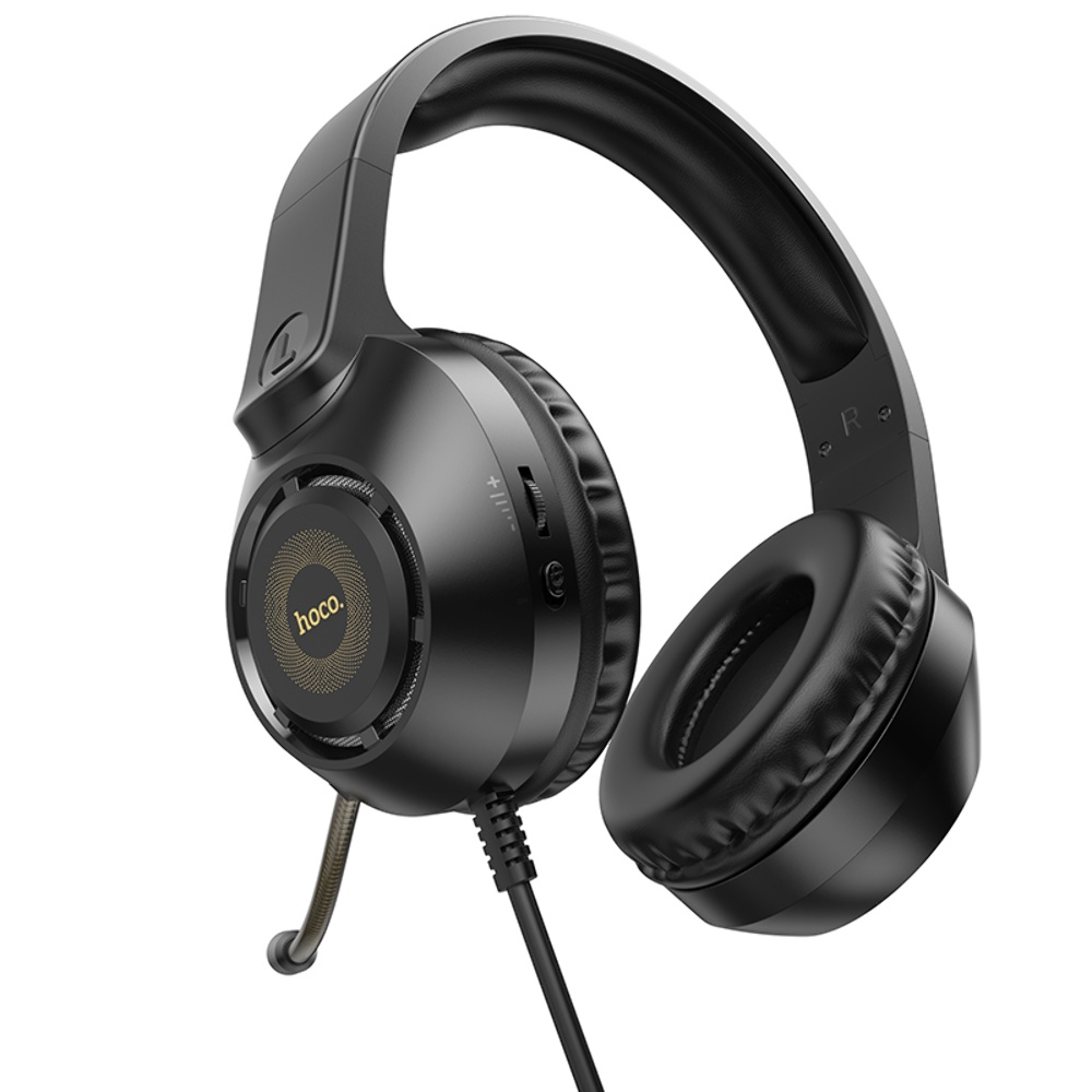 Наушники накладные Hoco W108 игровые с LED подсветкой Jack 3.5 black