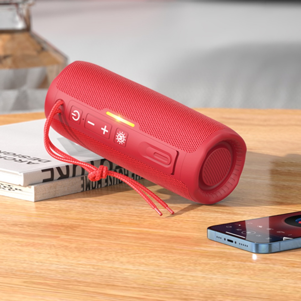 Портативная Bluetooth колонка Hoco HC16 TWS с LED подсветкой red