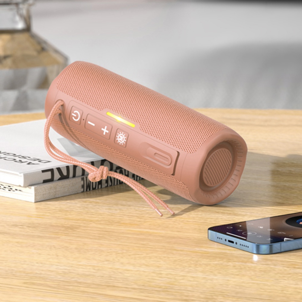 Портативная Bluetooth колонка Hoco HC16 TWS с LED подсветкой pink