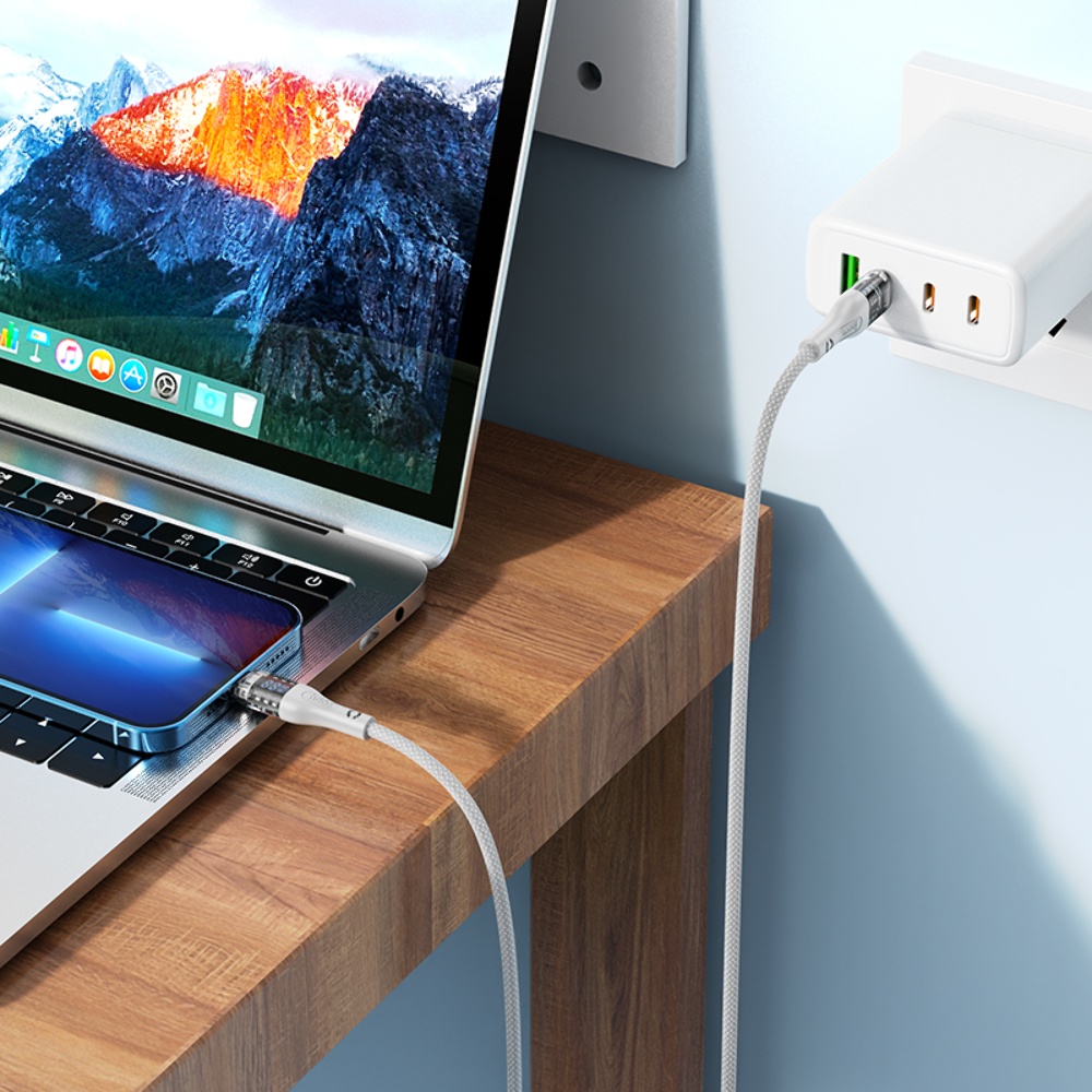 Кабель Hoco U115 с дисплеем Type-C to Lightning PD 1.2m grey