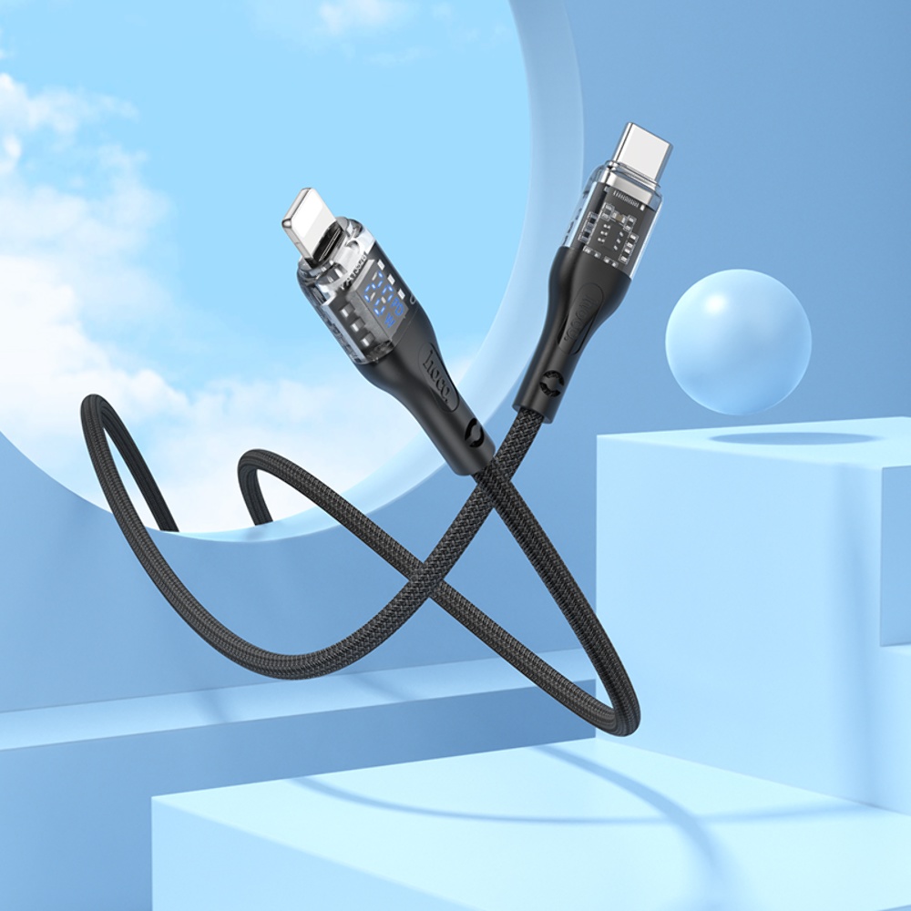 Кабель Hoco U115 с дисплеем Type-C to Lightning PD 1.2m black