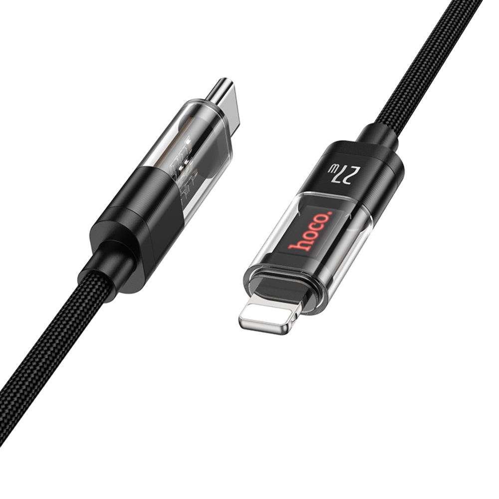 Кабель Hoco U116 с индикатором Type-C to Lightning PD 27W 1.2m black