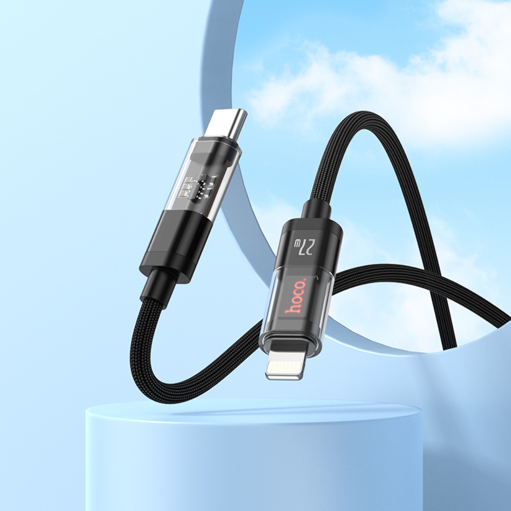 Кабель Hoco U116 с индикатором Type-C to Lightning PD 27W 1.2m black