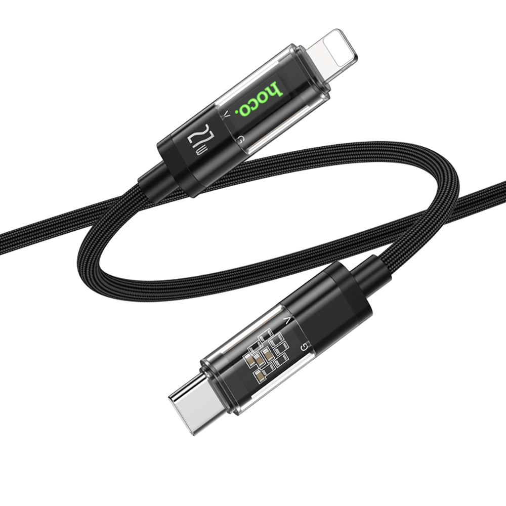 Кабель Hoco U116 с индикатором Type-C to Lightning PD 27W 1.2m black