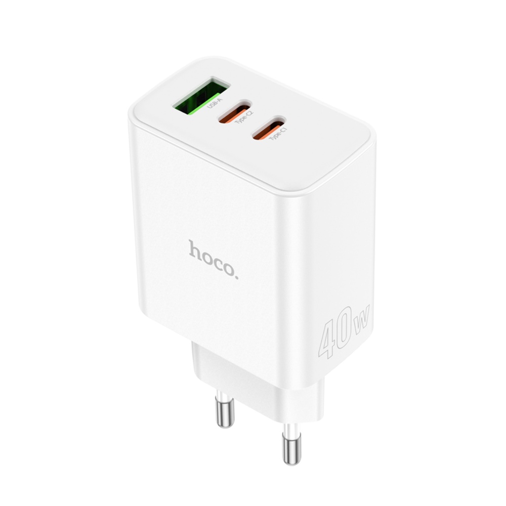 Сетевое зарядное устройство Hoco C126A USB/ 2 Type-C PD 40W белое