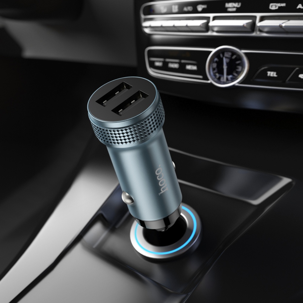 Автомобильное зарядное устройство Hoco Z49 2 USB серое
