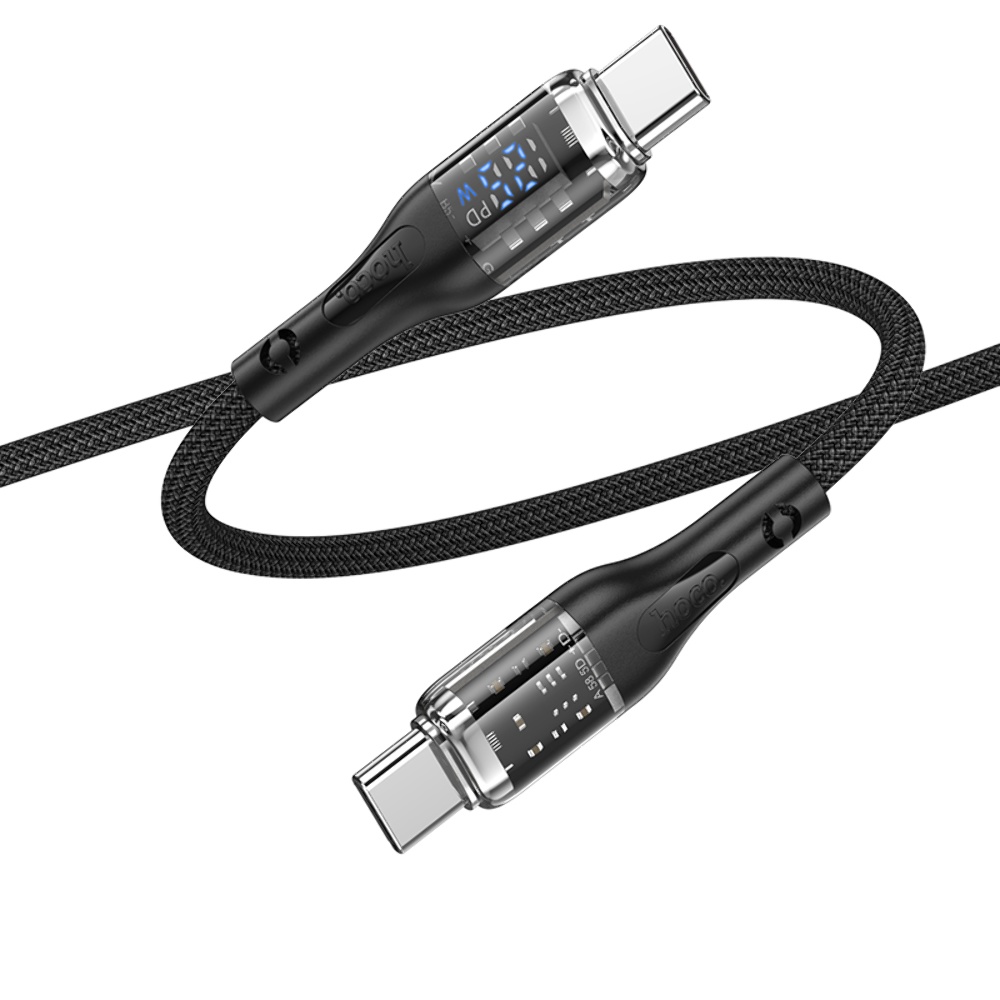 Кабель Hoco U115 с дисплеем Type-C to Type-C PD 100W 1.2m black