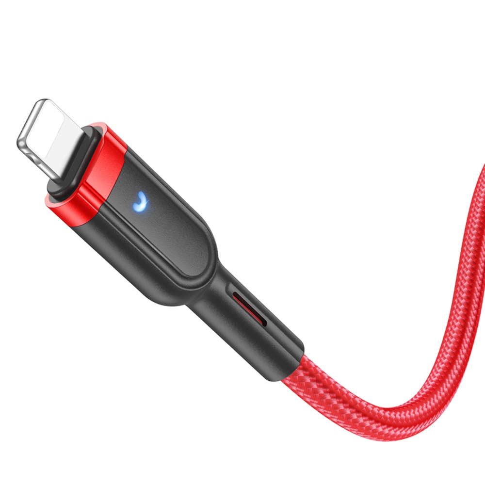 Кабель Hoco U117 с индикатором Type-C to Lightning PD 1.2m red
