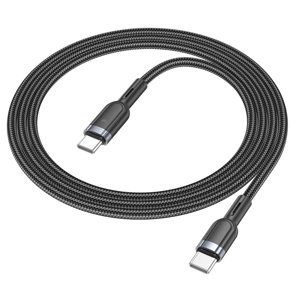 Кабель Hoco U117 с индикатором Type-C to Type-C PD 60W 1.2m black