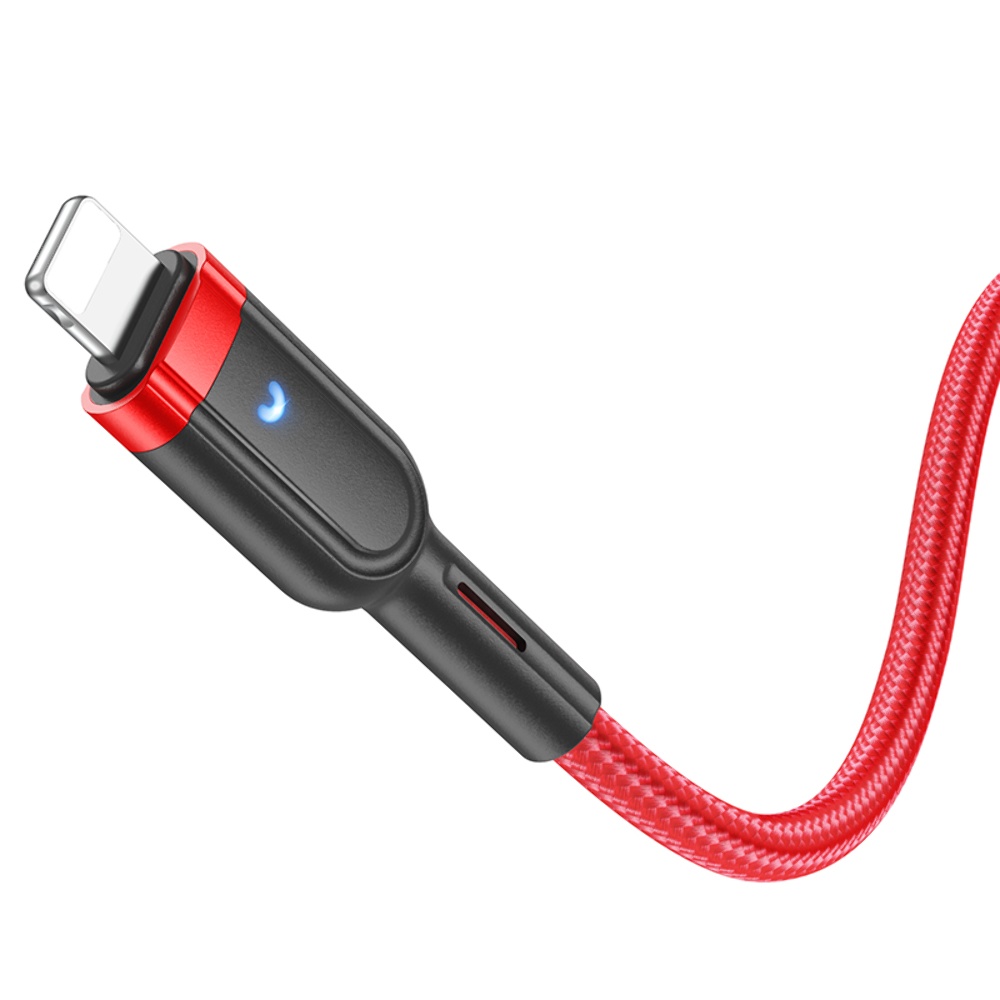 Кабель Hoco U117 с индикатором USB to Lightning 1.2m red