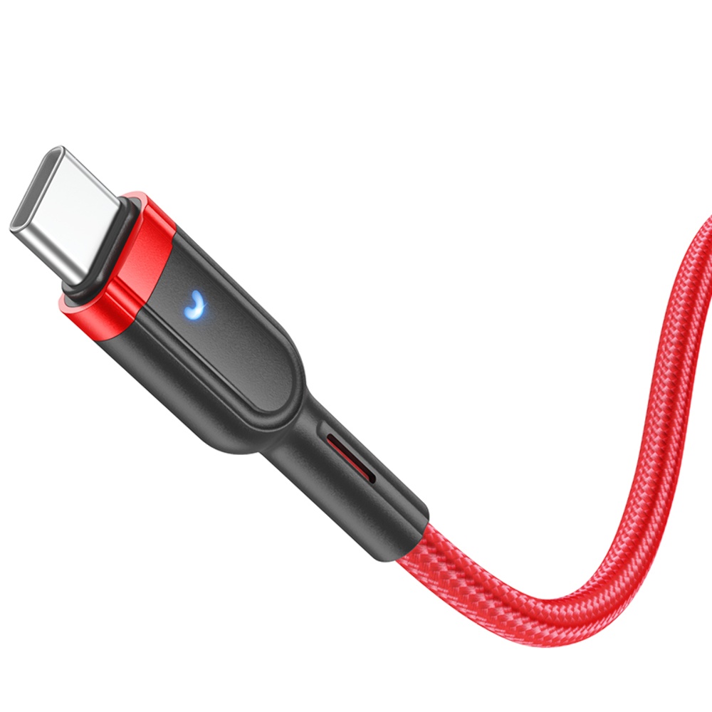 Кабель Hoco U117 с индикатором USB to Type-C 1.2m red