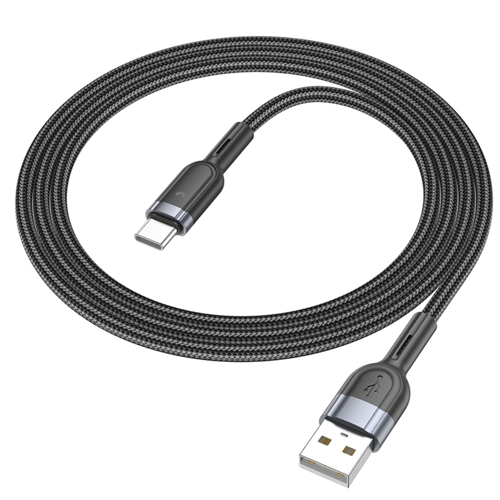 Кабель Hoco U117 с индикатором USB to Type-C 1.2m black