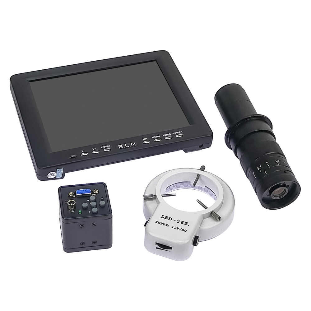 Цифровой микроскоп с монитором 8" и штативом Kaisi 45A-BD LED (подсветка 5V, фокус 95 мм, кратность увеличения 12X/ 77X)