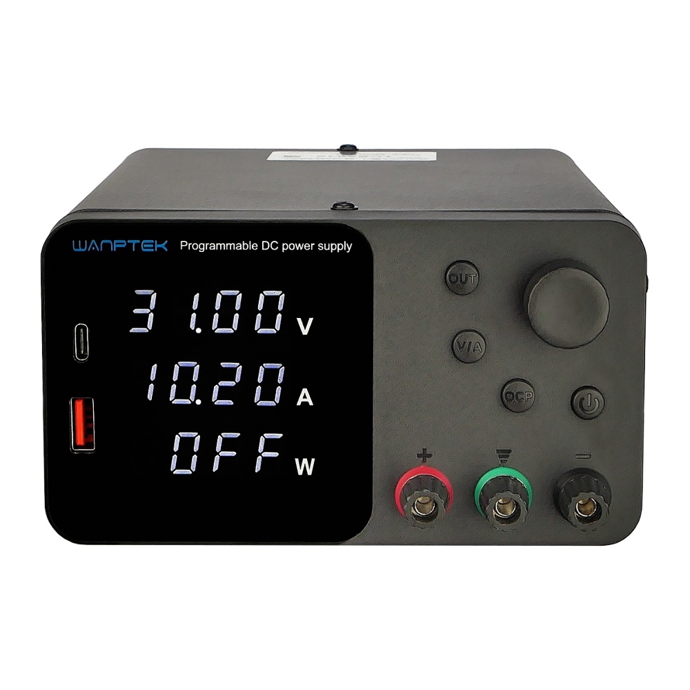 Блок питания лабораторный Wanptek TPS3010, 30V, 10A, импульсный, с цифровой индикацией (V/A/W), USB A/ Type-C