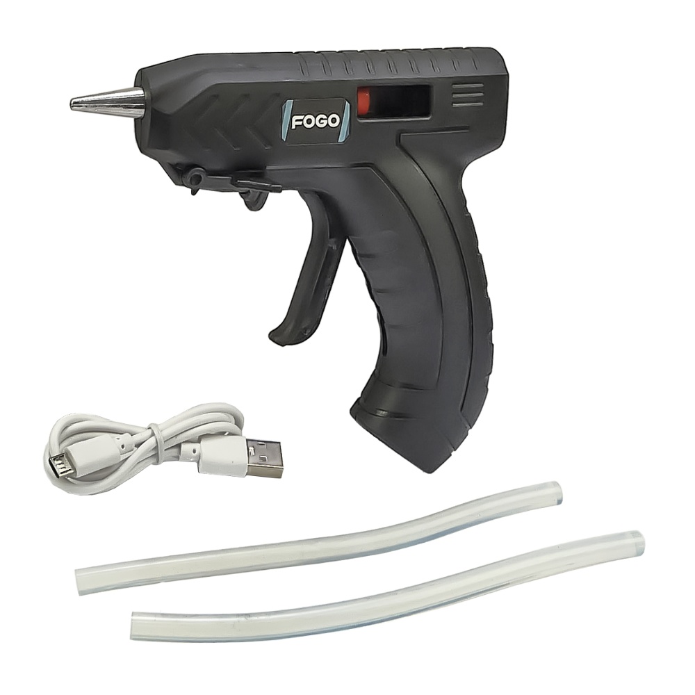 Термоклеевой пистолет Fogo с аккумулятором 1800 mAh (15W, сопло d=2mm, клей d=7mm)