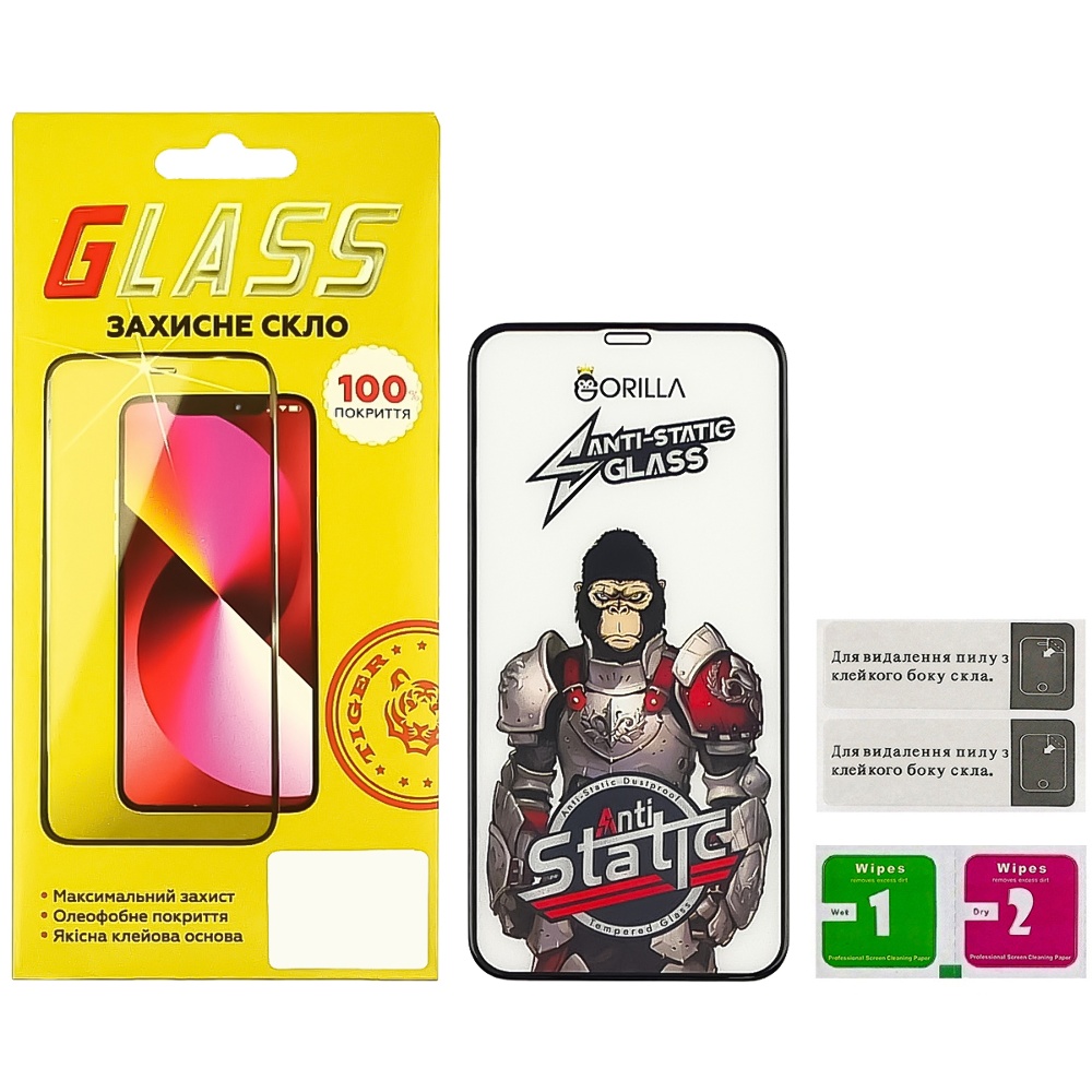 Защитное стекло для Apple iPhone XR/ 11 Full Glue Anti-Static (0.3 мм, чёрное)