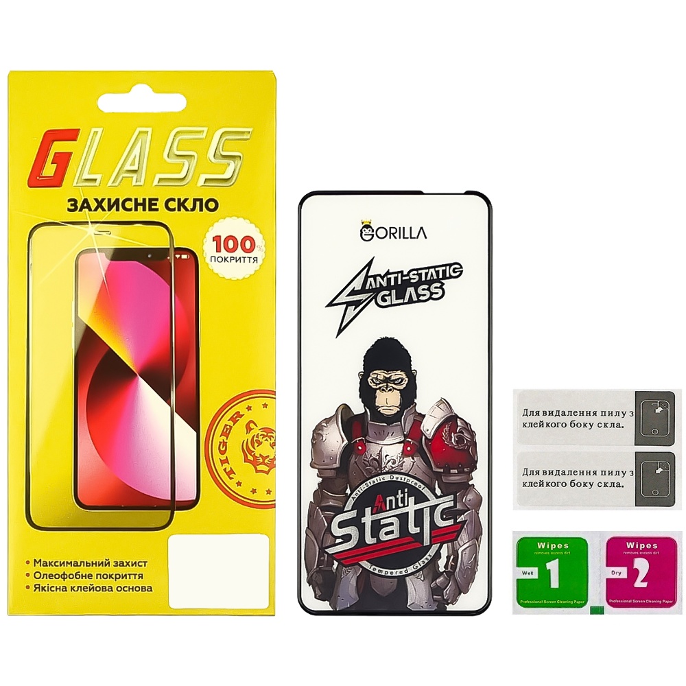 Защитное стекло для Xiaomi Redmi 10 Full Glue Anti-Static (0.3 мм, чёрное)