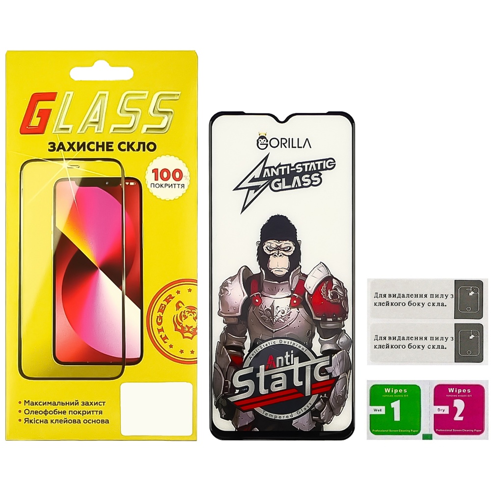 Защитное стекло для Xiaomi Redmi 9A/ 9C/ 10A/ A1/ A2/ Poco C3 Full Glue Anti-Static (0.3 мм, чёрное)