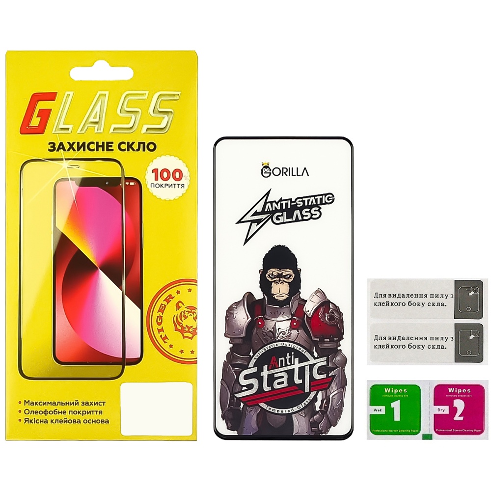 Защитное стекло для Xiaomi Redmi Note 12 Pro 4G/ Xiaomi 13T/ 13T Pro Full Glue Anti-Static (0.3 мм, чёрное)