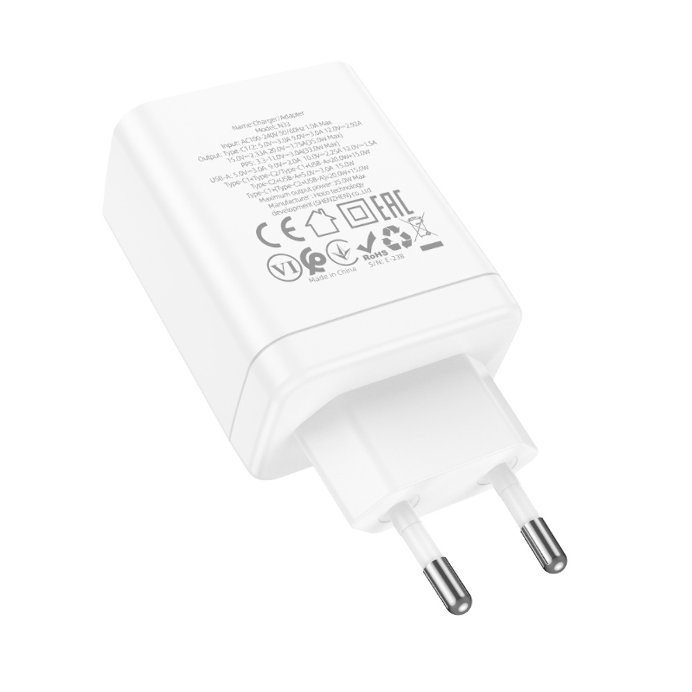 Сетевое зарядное устройство Hoco N33 USB/ 2 Type-C PD 35W белое