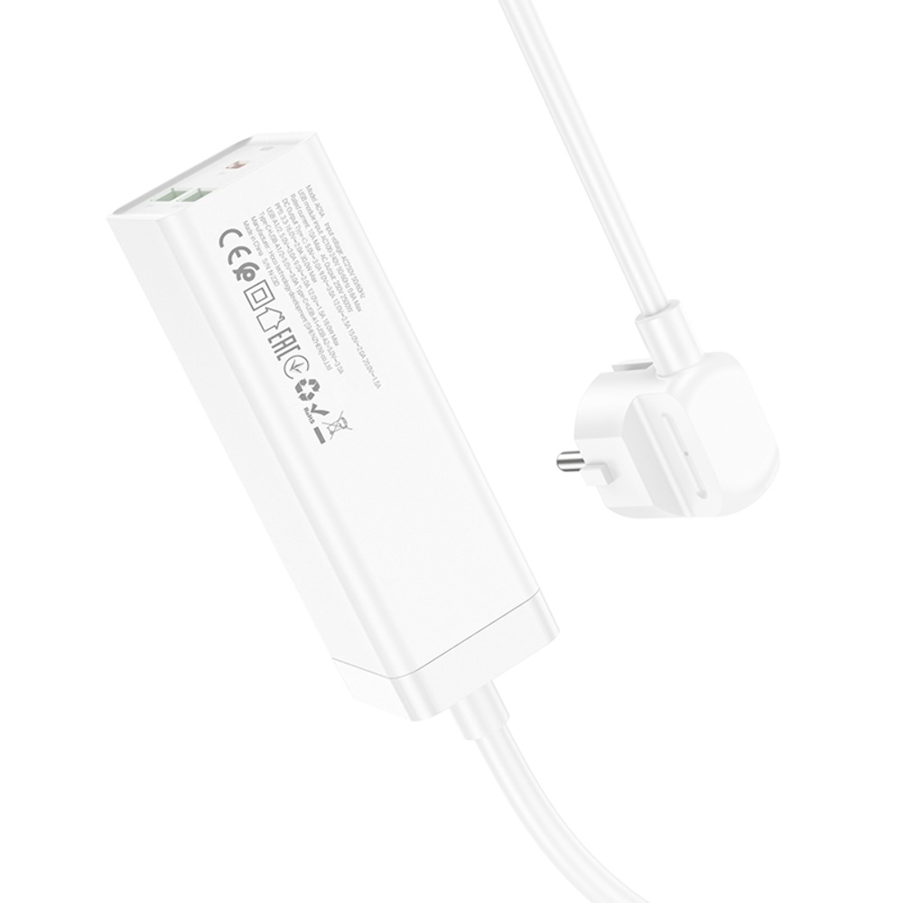 Сетевое зарядное устройство удлинитель Hoco AC9A 2 USB/Type-C PD QC 30W 1 розетка 1.5m белый