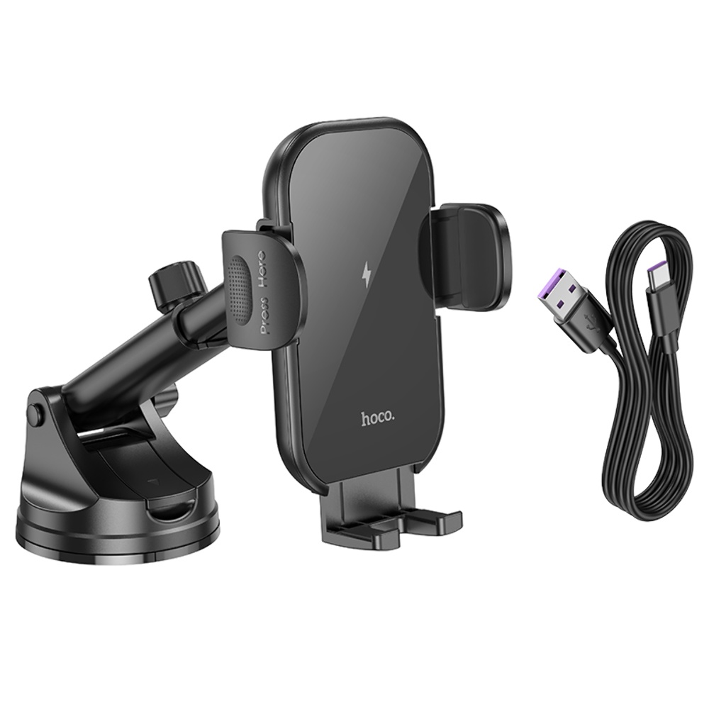 Автодержатель Hoco HW5 с беспроводной зарядкой 15W black