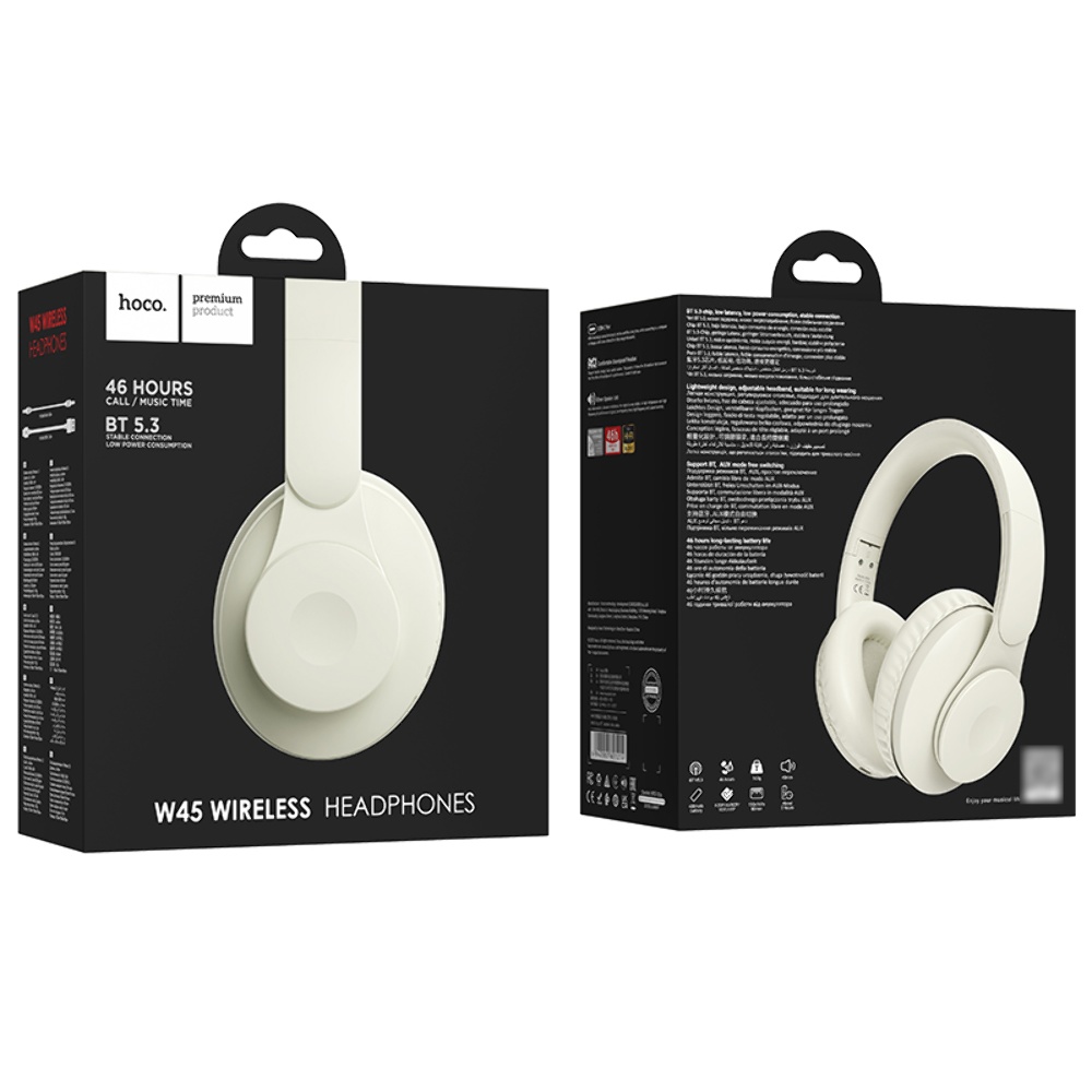 Беспроводные наушники Hoco W45 накладные milky white