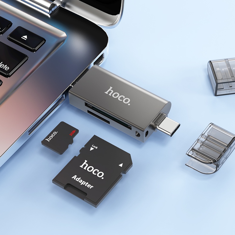 Адаптер переходник Hoco HB39 USB/ Type-C 3.0 серый