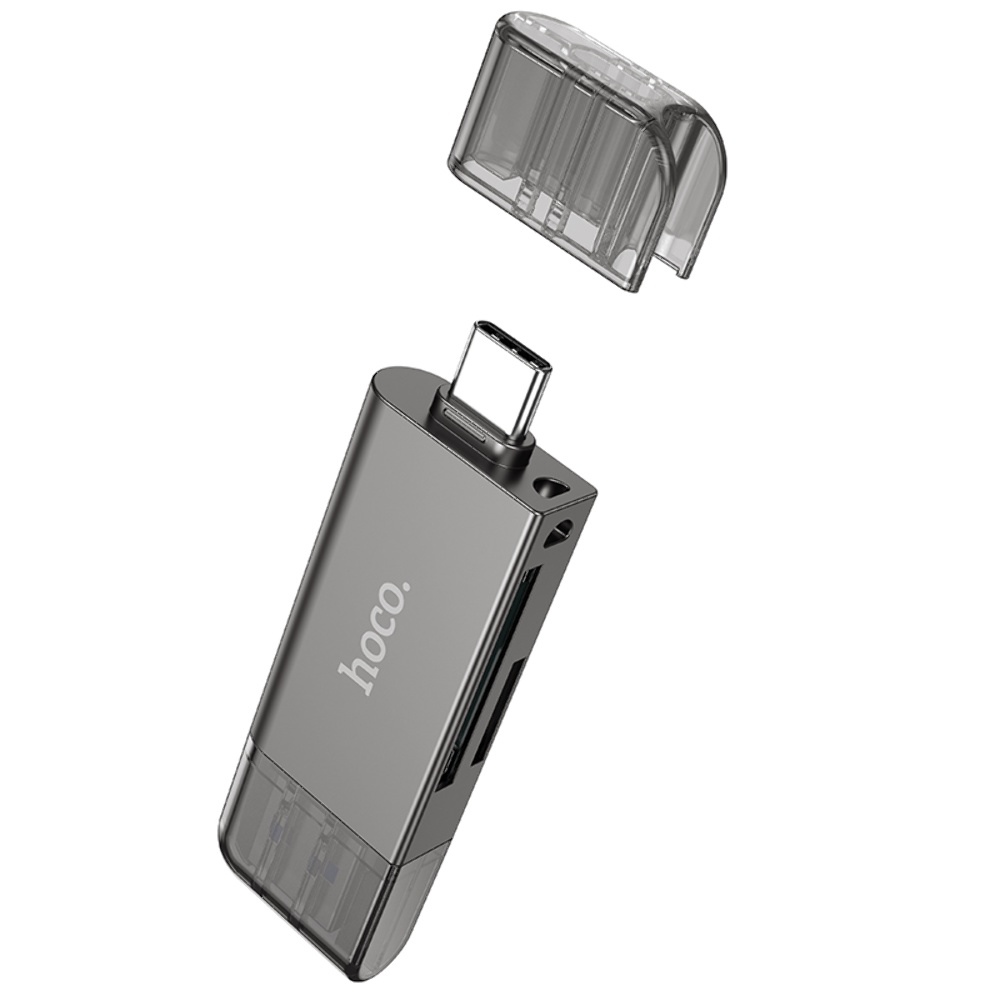 Адаптер переходник Hoco HB39 USB/ Type-C 3.0 серый