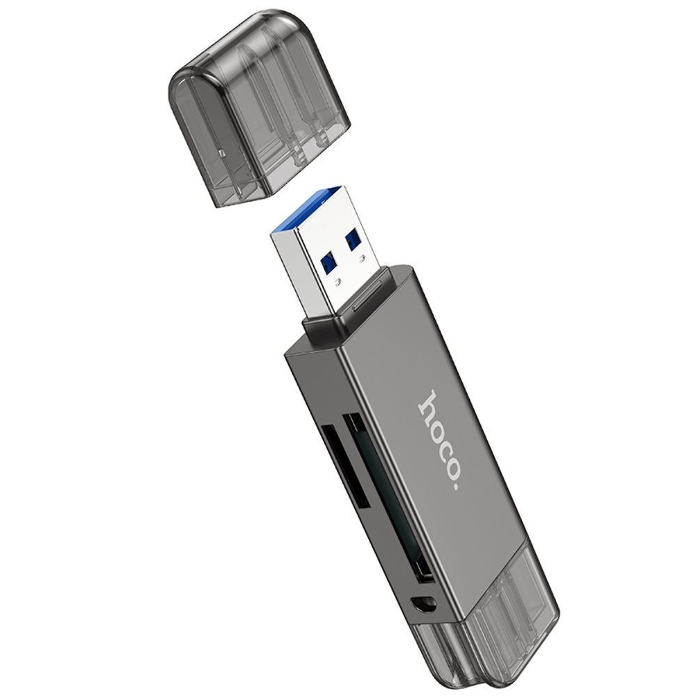 Адаптер переходник Hoco HB39 USB/ Type-C 3.0 серый