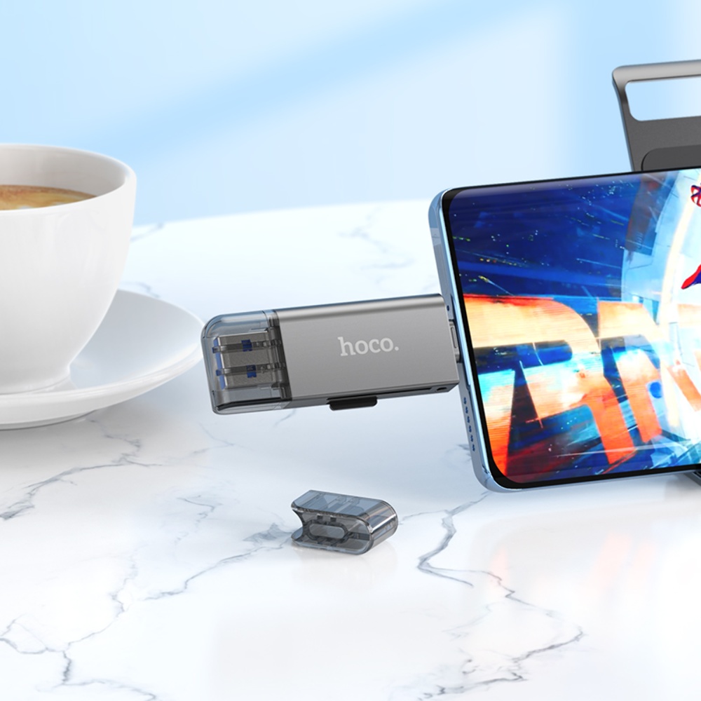 Адаптер переходник Hoco HB39 USB/ Type-C 3.0 серый