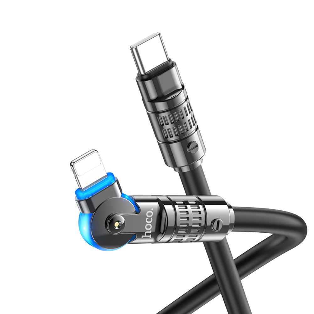 Кабель Hoco U118 с индикатором Type-C to Lightning PD 27W 1.2m black