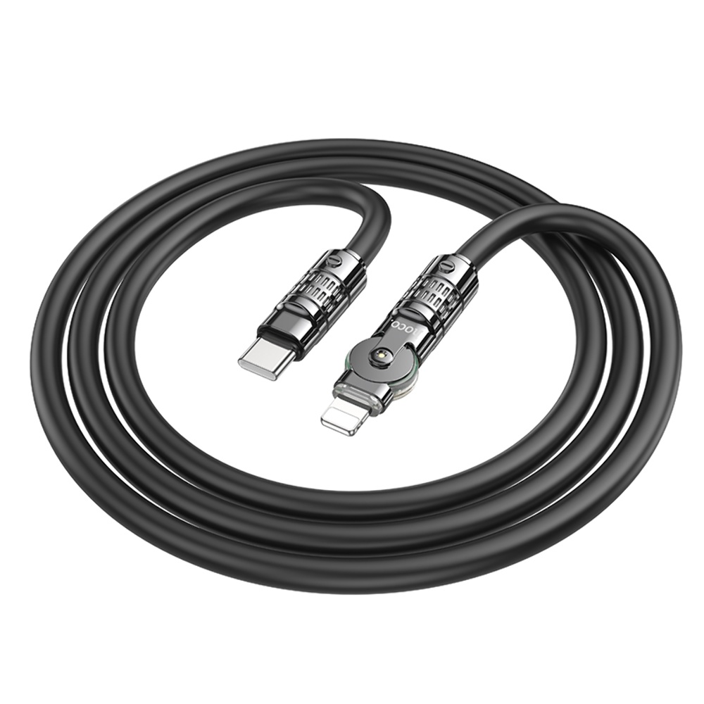 Кабель Hoco U118 с индикатором Type-C to Lightning PD 27W 1.2m black