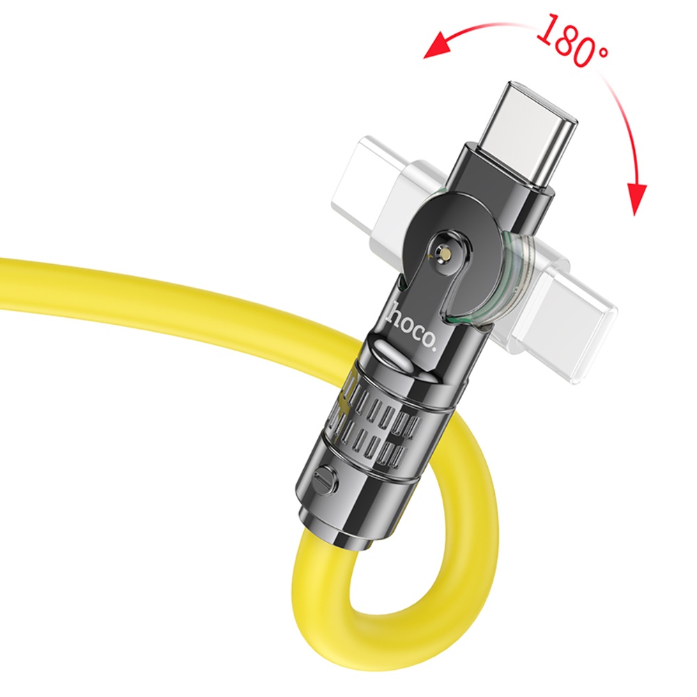 Кабель Hoco U118 с индикатором Type-C to Type-C PD 60W 1.2m yellow