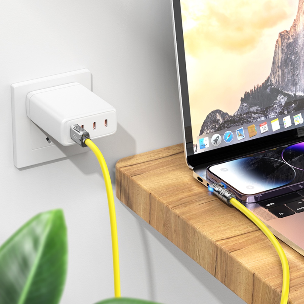 Кабель Hoco U118 с индикатором USB to Lightning 1.2m yellow