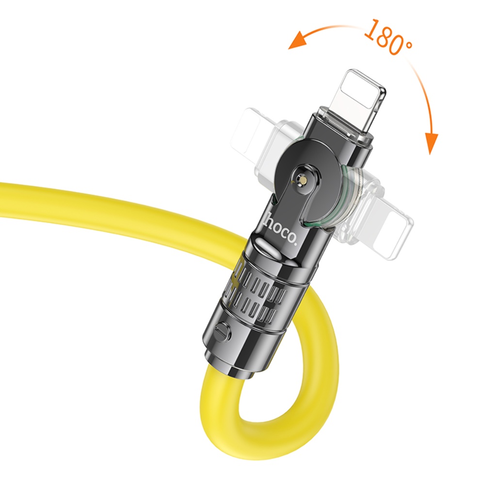 Кабель Hoco U118 с индикатором USB to Lightning 1.2m yellow